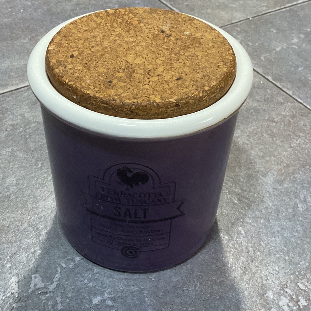 Purple Terracotta Salt Jar with Cork Lid